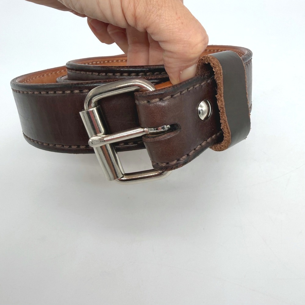 Heavy Duty Mens Dark Brown Leather 1.5" Gun Belt 41-47" CCW Work Carry